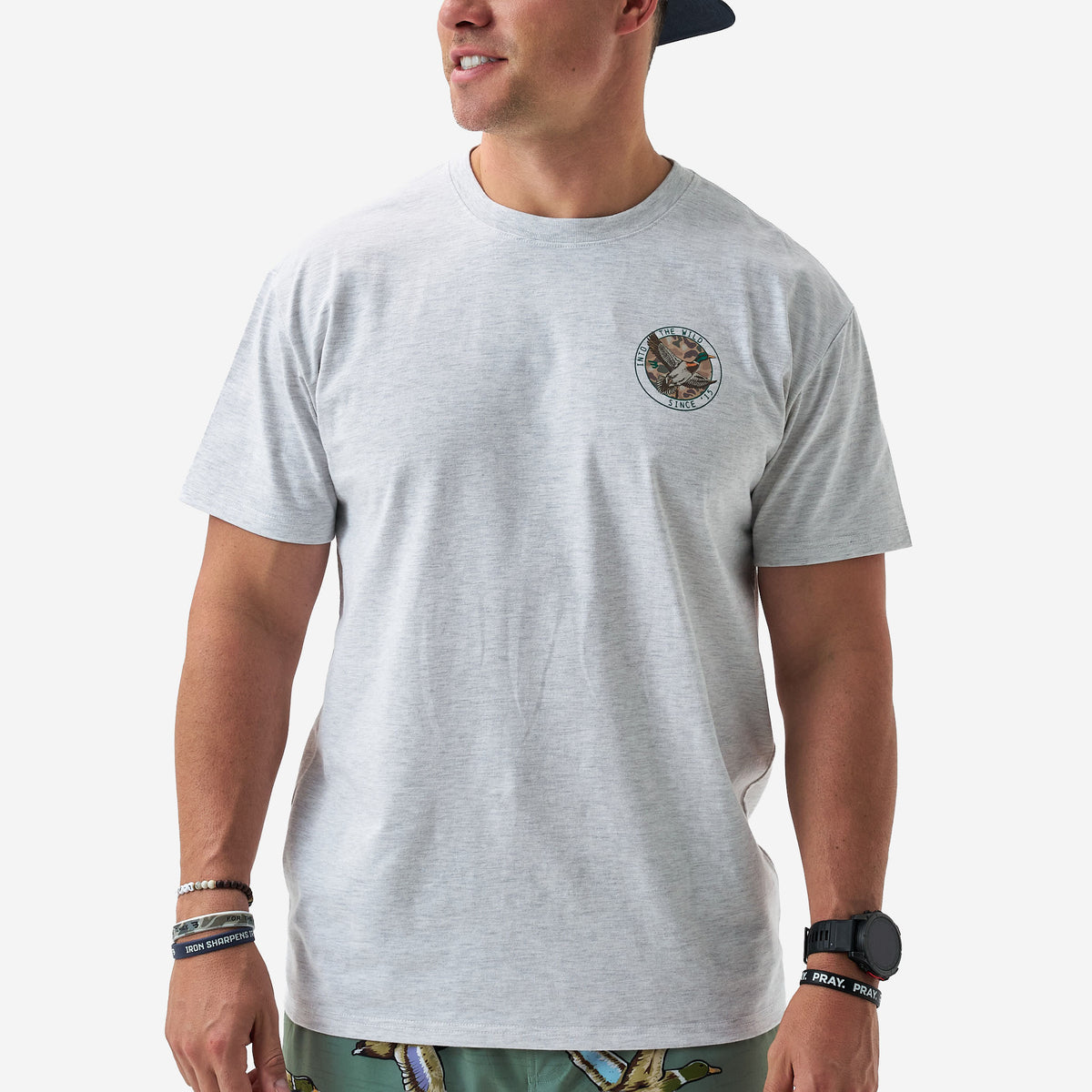 Camo Mallard Duck SS Tee - Heather Ash Grey