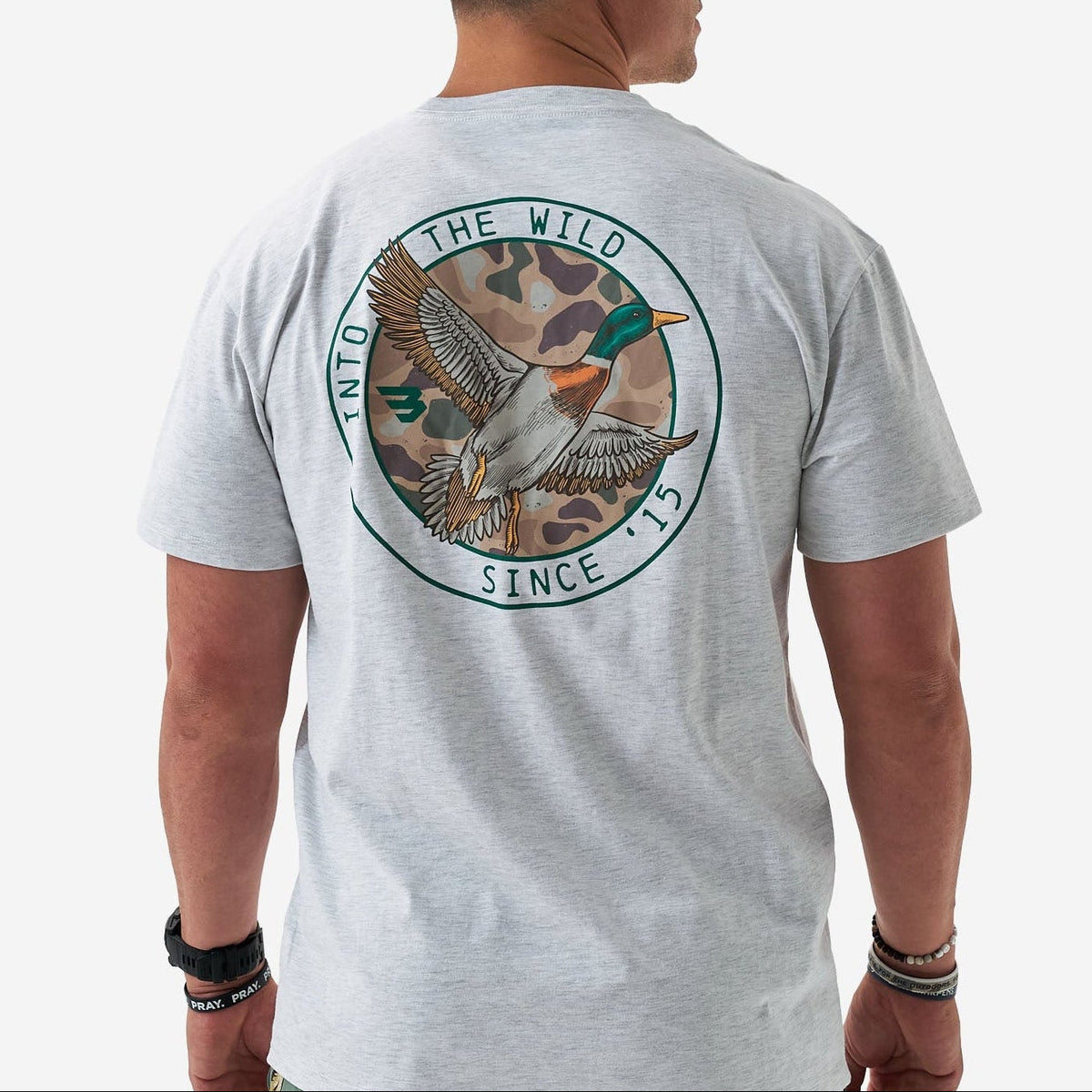 Camo Mallard Duck SS Tee - Heather Ash Grey