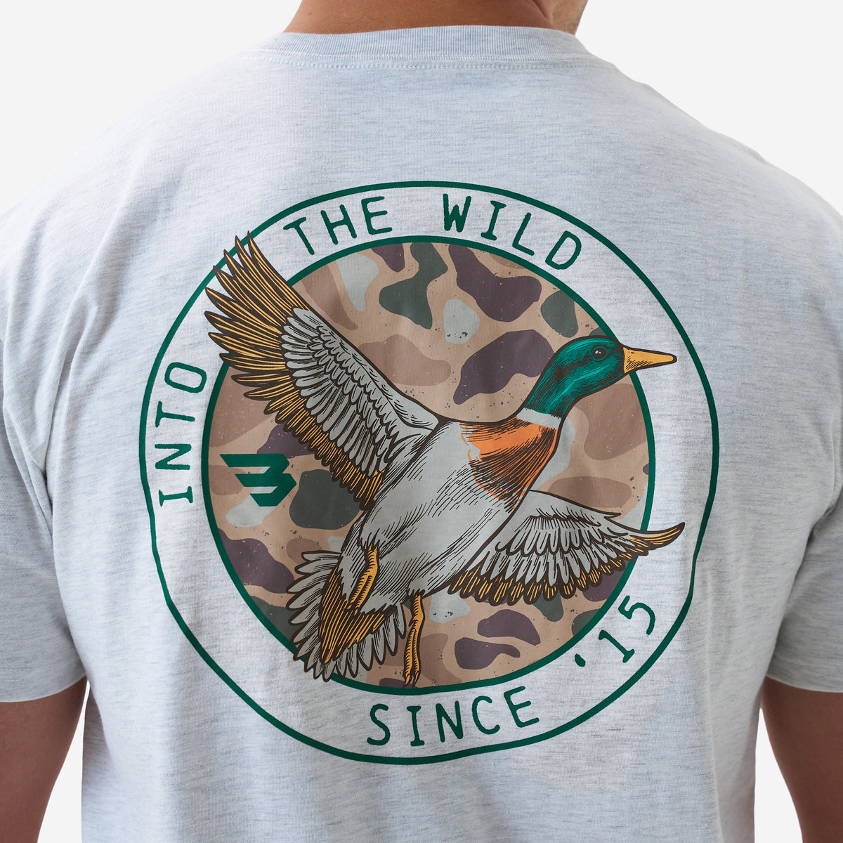 Camo Mallard Duck SS Tee - Heather Ash Grey