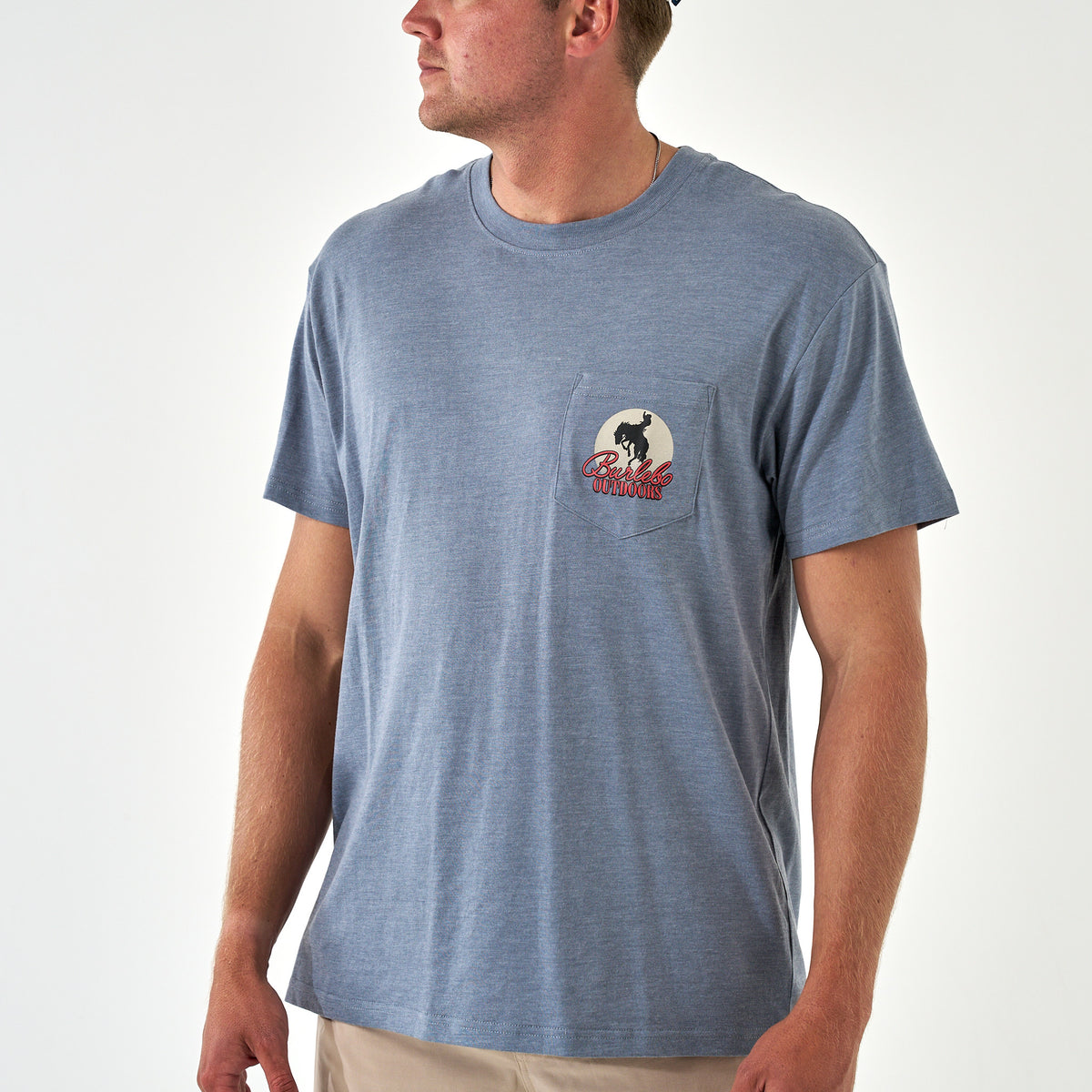 Moonlit Cowboy SS Tee - Heather Blue Jean