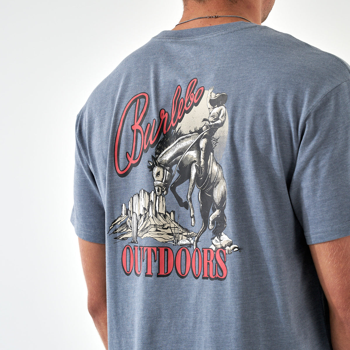 Moonlit Cowboy SS Tee - Heather Blue Jean
