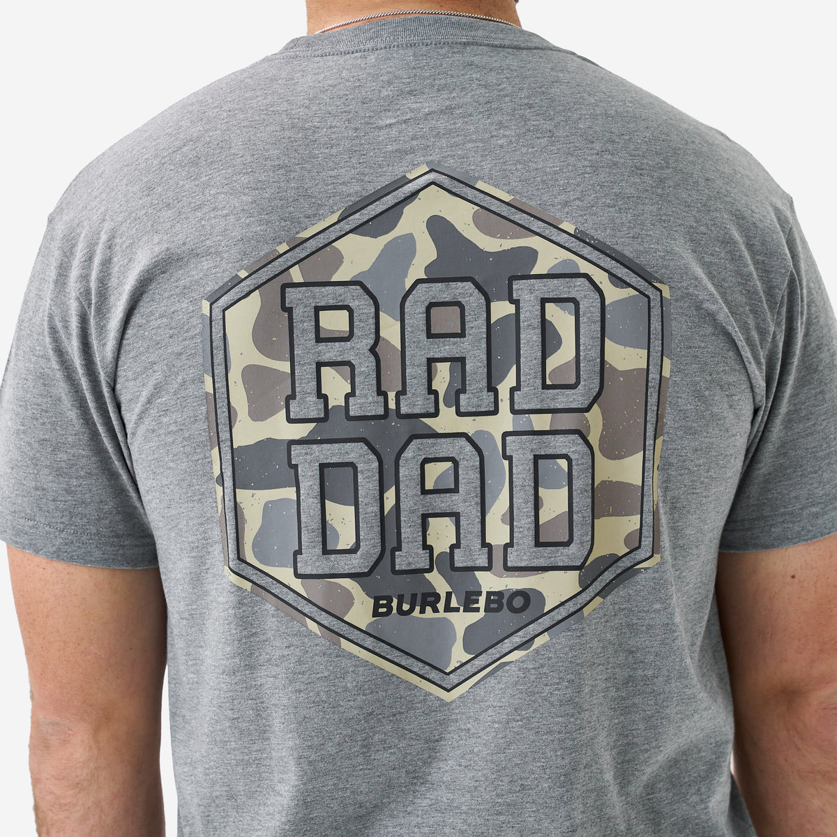 Rad Dad Deer Camo SS Tee - Dark Heather Grey