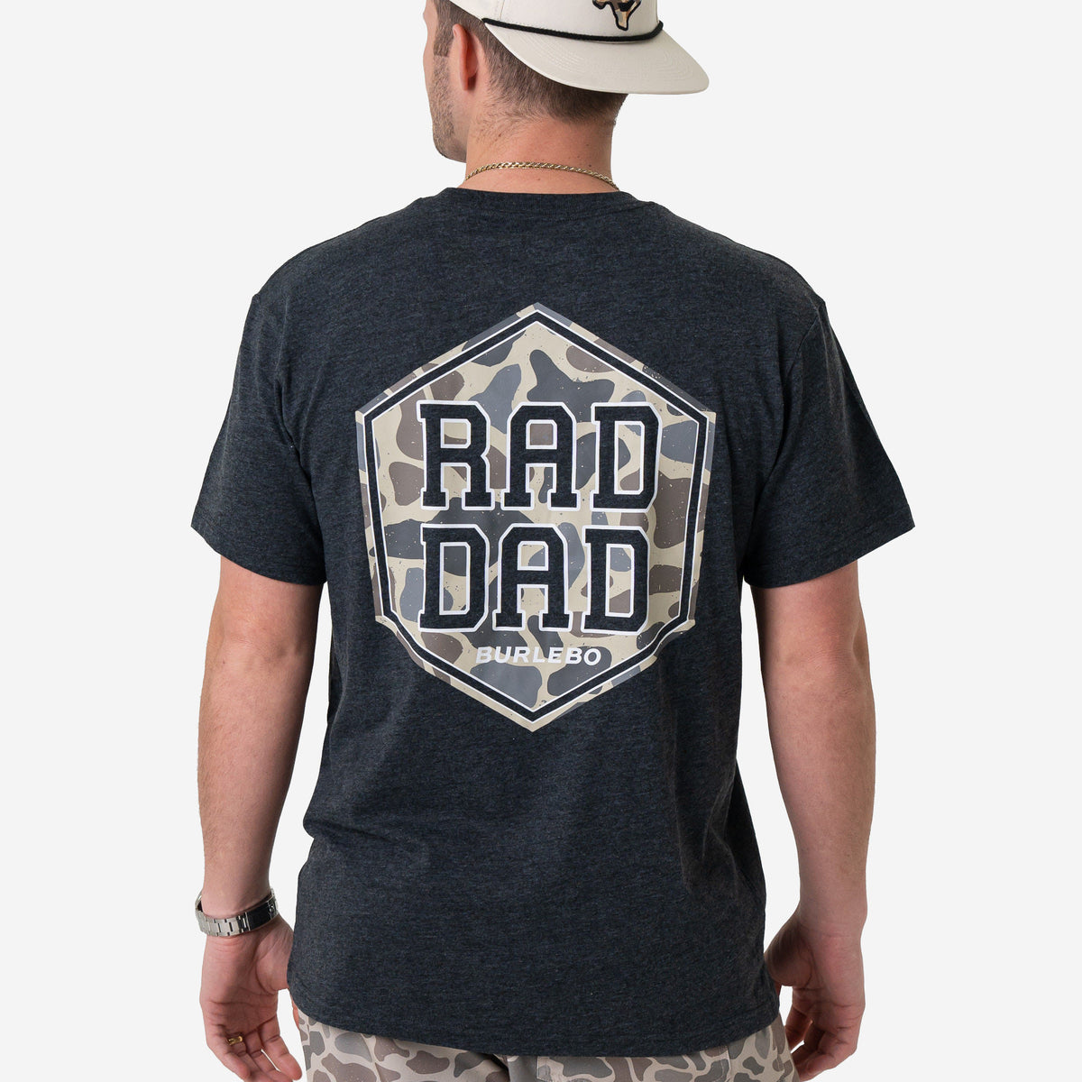 Rad Dad Deer Camo SS Tee - Heather Black