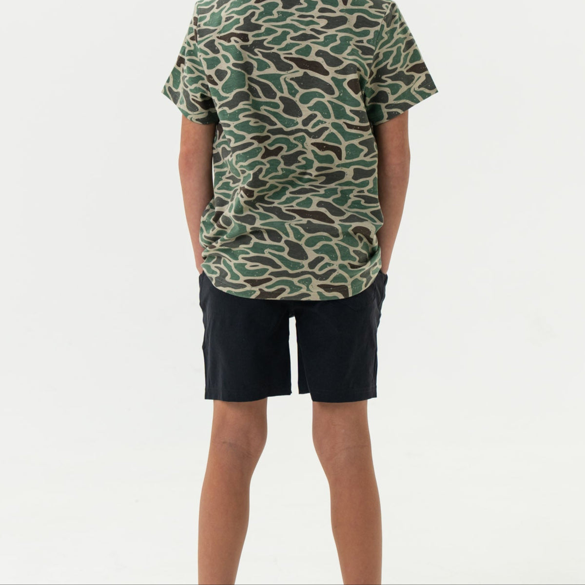Youth - Athletic Short - Heather Black - Retro Duck Camo Liner