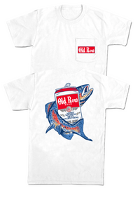 Thumbnail for Old Row Outdoors Fishing Beer Can Pocket Tee - White