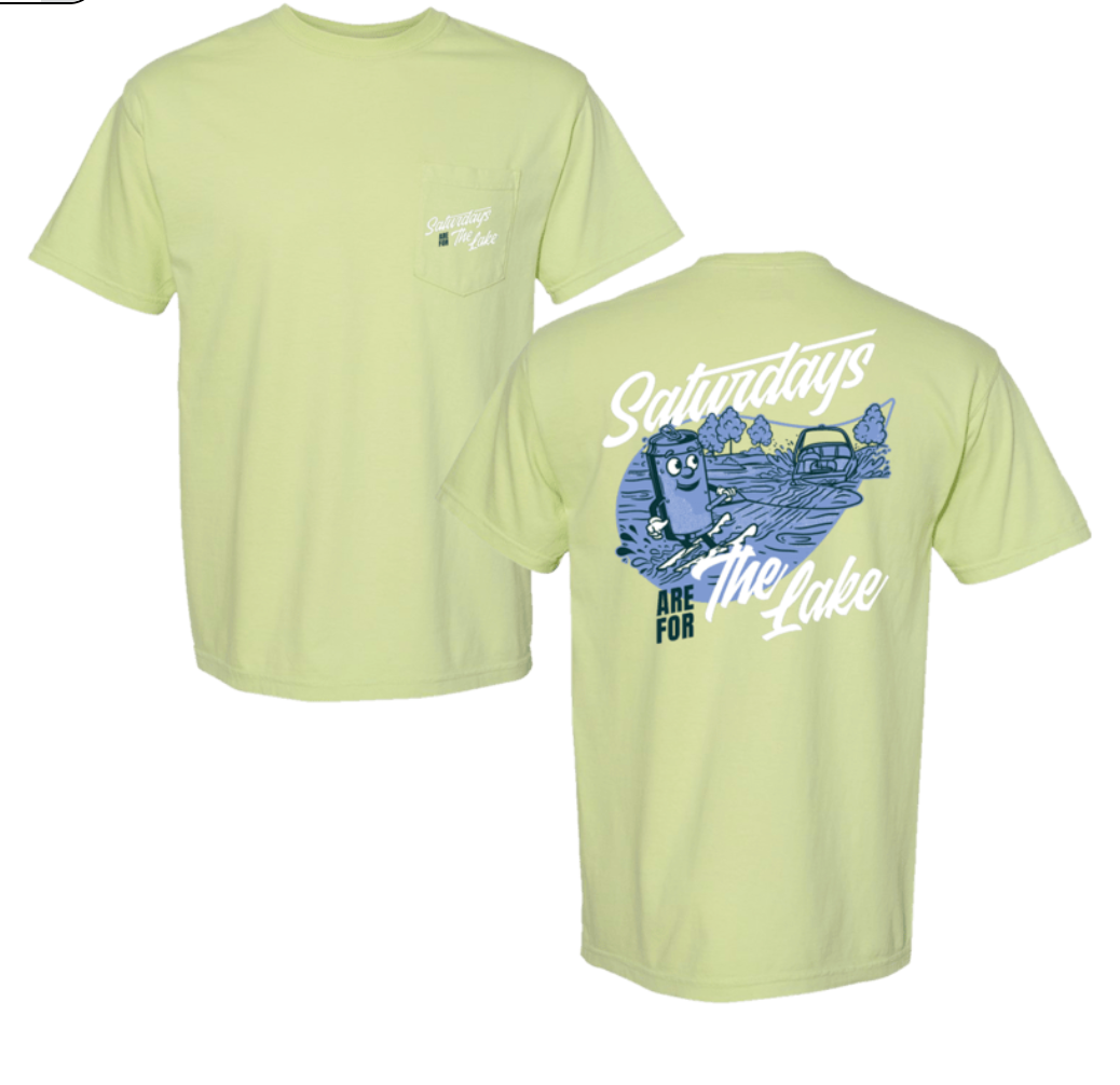 Saturdays are for the Lake SS Pocket Tee - Celadon