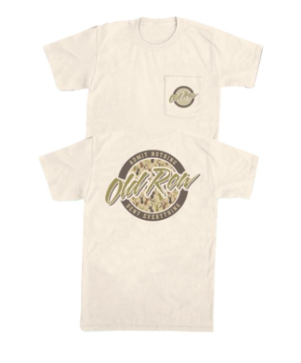 Old Row Deer Camo Circle Logo SS Tee - Ivory