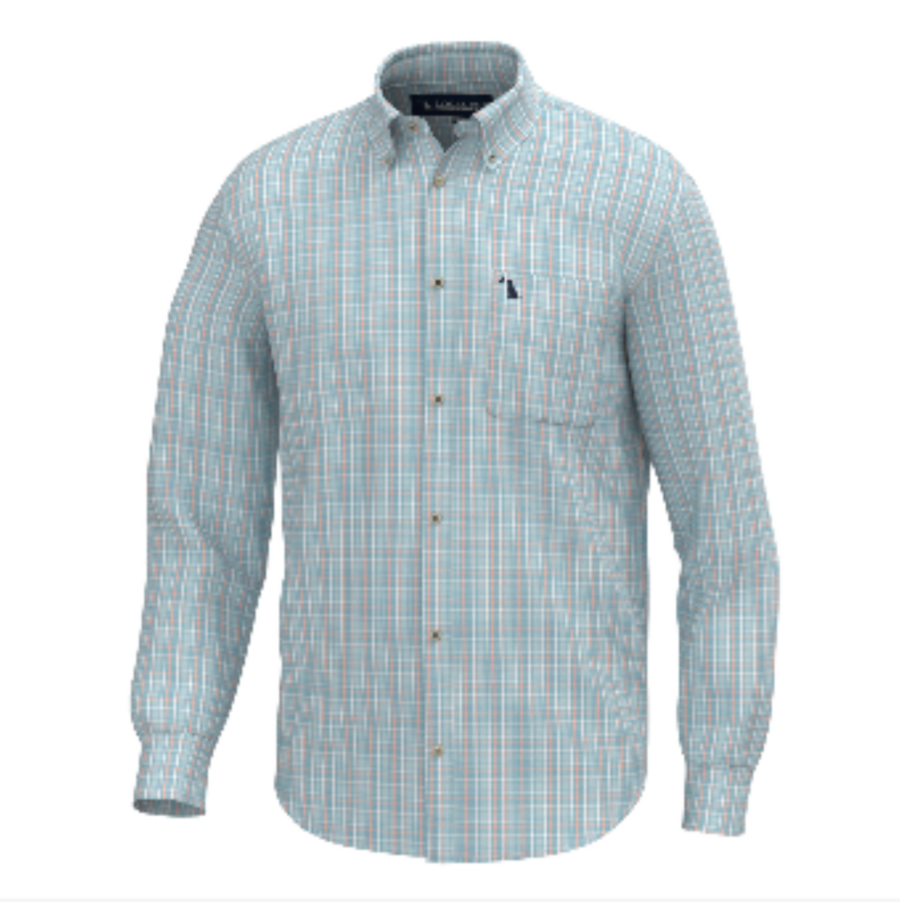Buffkin Dress Shirt - Teal/Aqua/Salmon