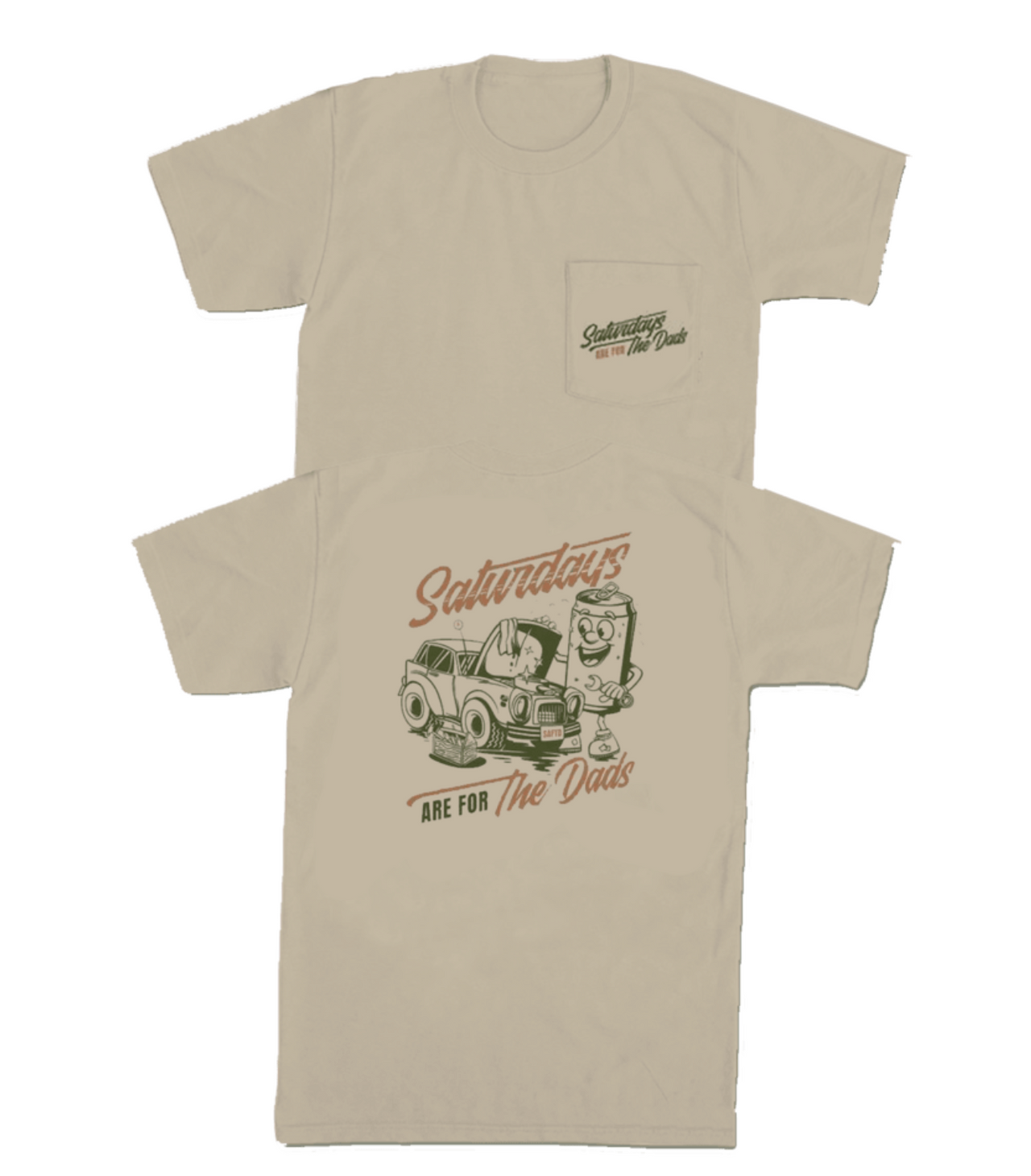 Saturdays Are For The Dads Cars Pocket Tee - Tan