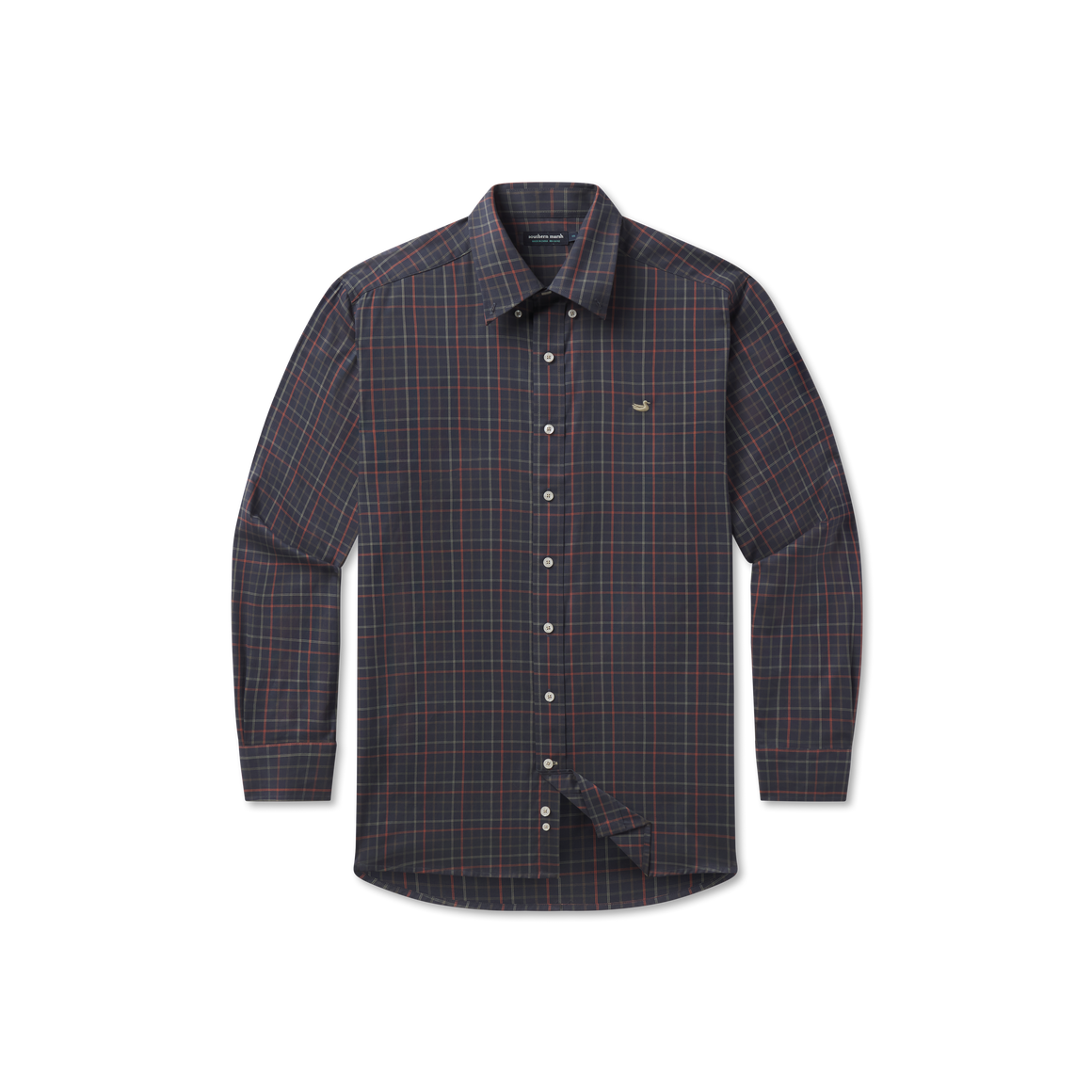 Chateau Windowpane LS Button Down Shirt - Navy & Dark Olive