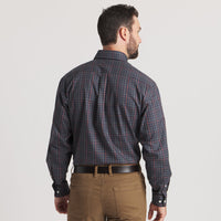 Thumbnail for Chateau Windowpane LS Button Down Shirt - Navy & Dark Olive