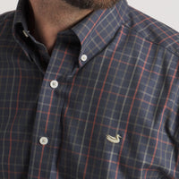 Thumbnail for Chateau Windowpane LS Button Down Shirt - Navy & Dark Olive