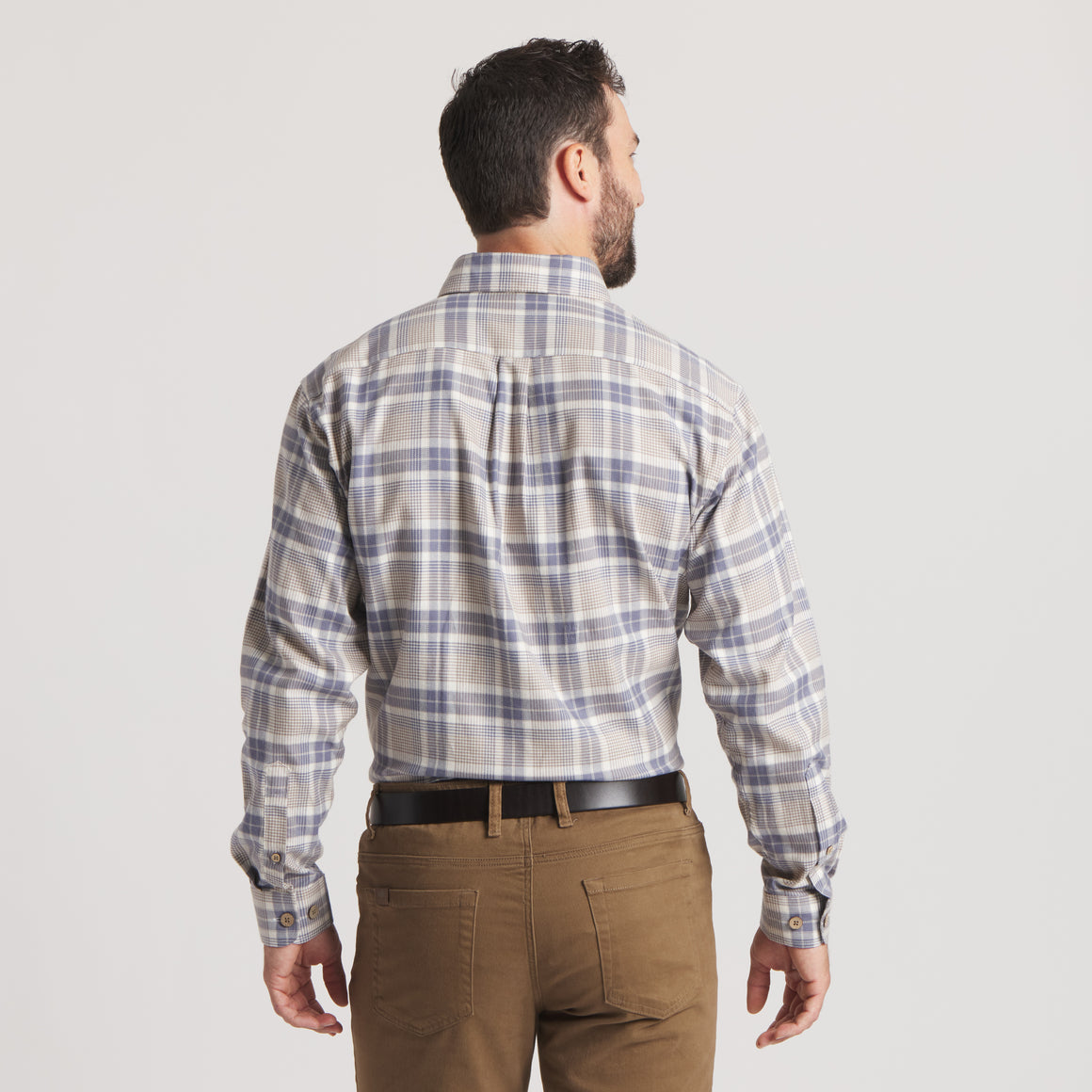 Randolph Plaid Flannel - Oatmeal & Blue