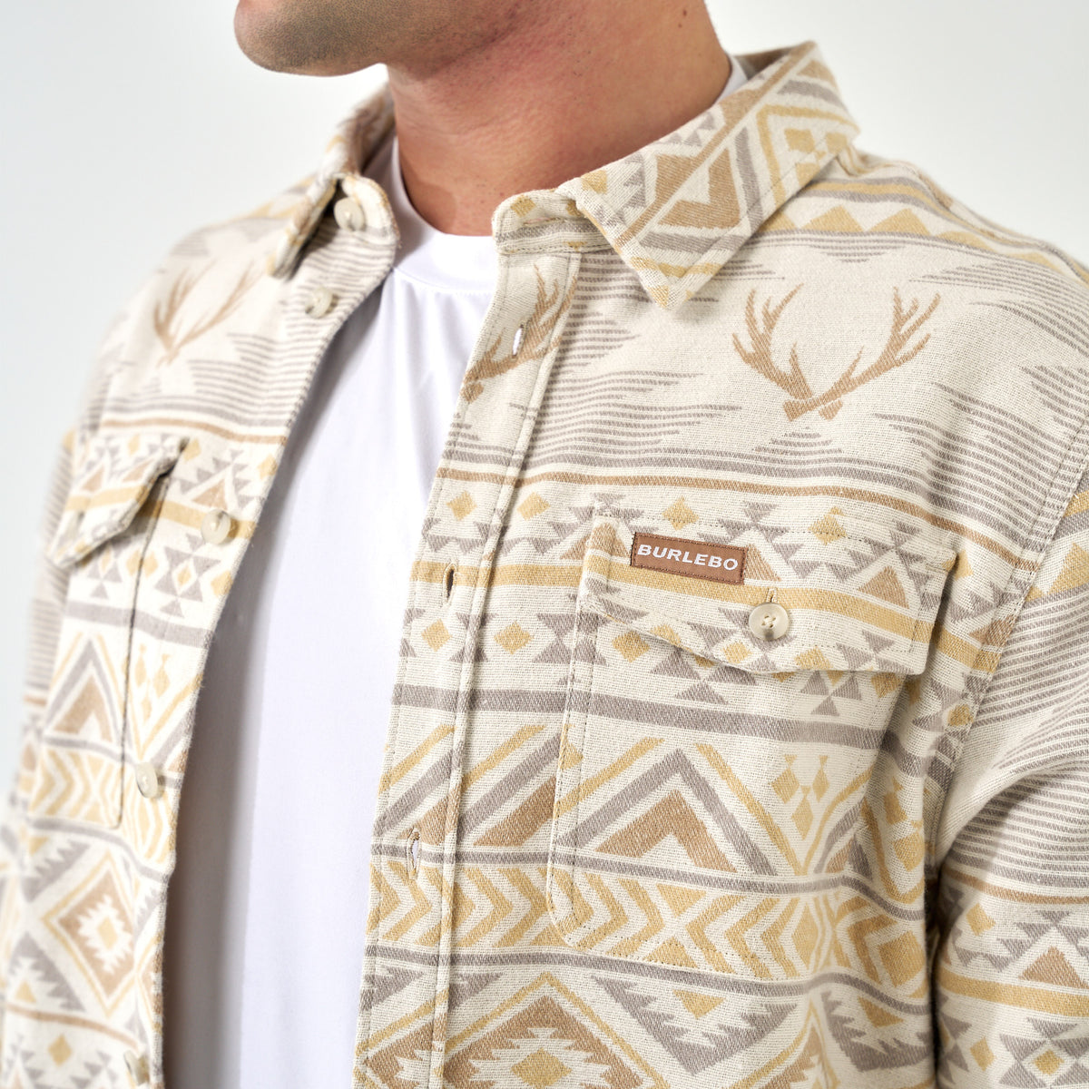 Vintage Heavyweight Flannel - Whitetail Aztec - Cream