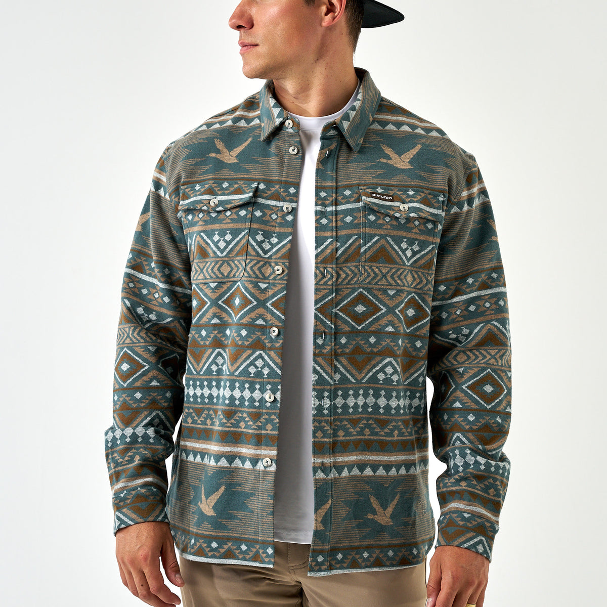 Vintage Heavyweight Flannel - Whitetail Aztec - Olive