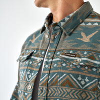 Thumbnail for Vintage Heavyweight Flannel - Whitetail Aztec - Olive