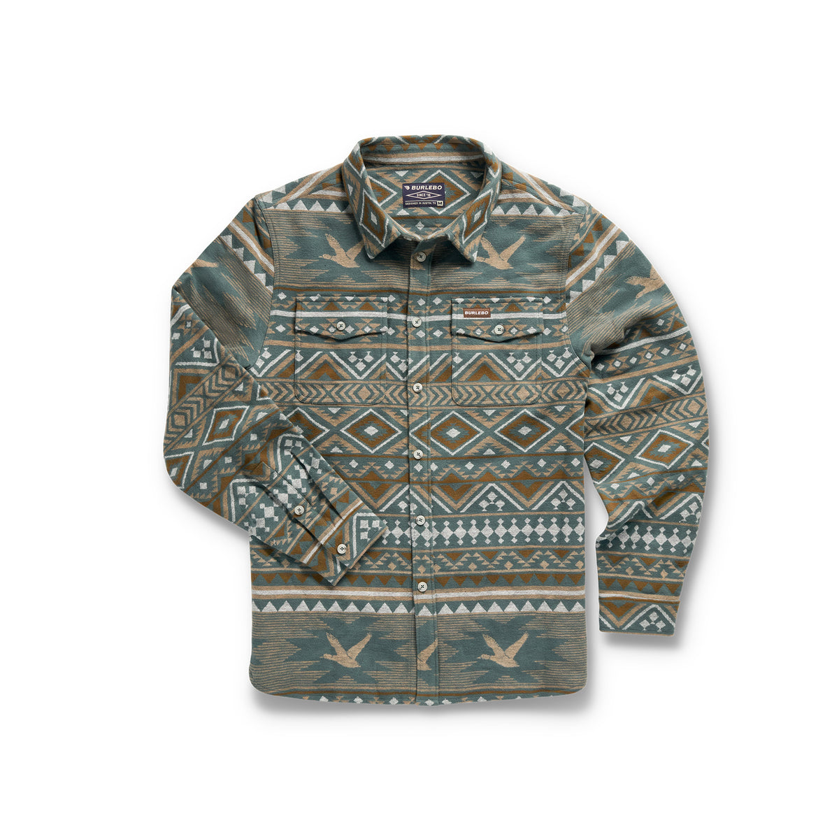 Vintage Heavyweight Flannel - Whitetail Aztec - Olive
