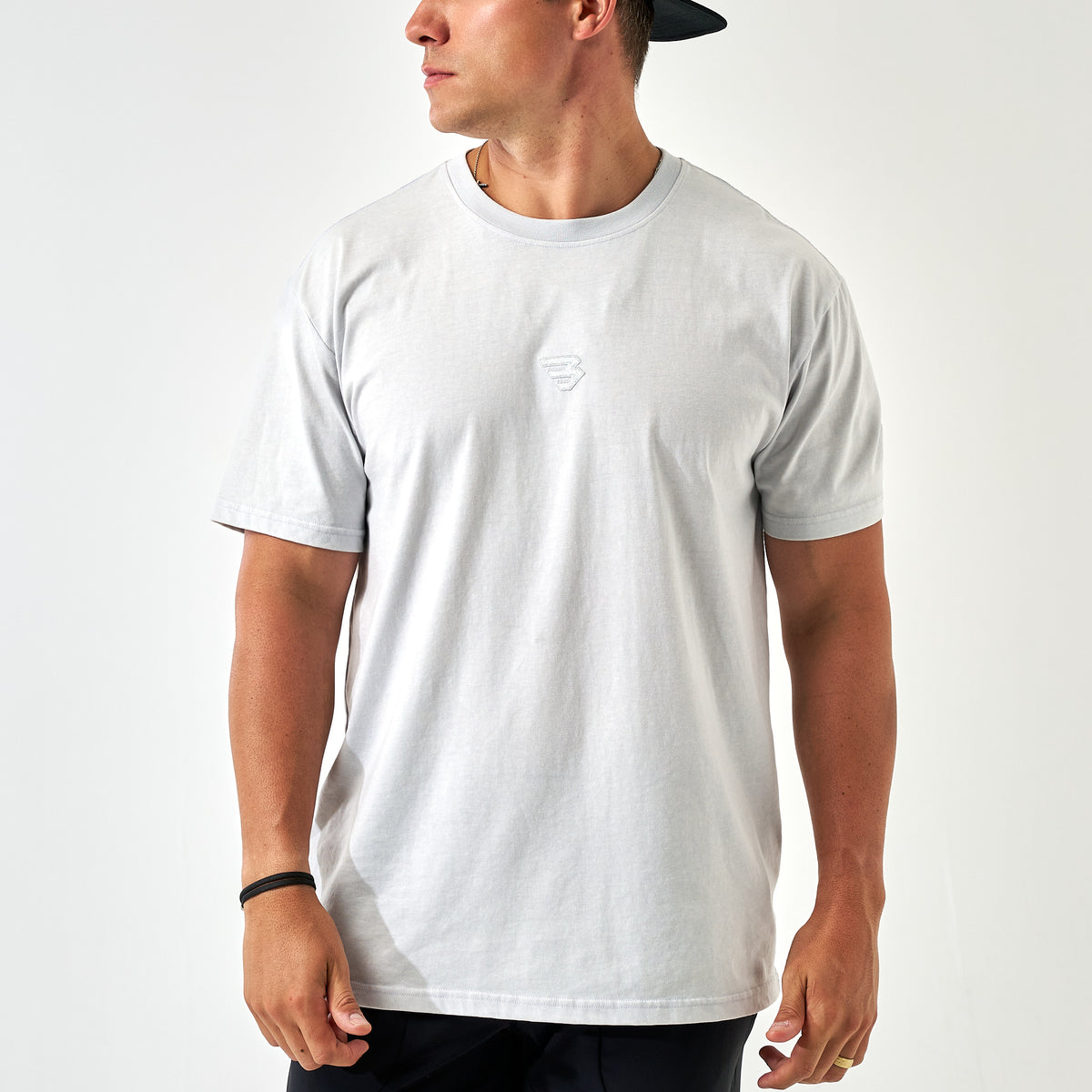 Vintage Washed B Logo SS Tee - Light Grey