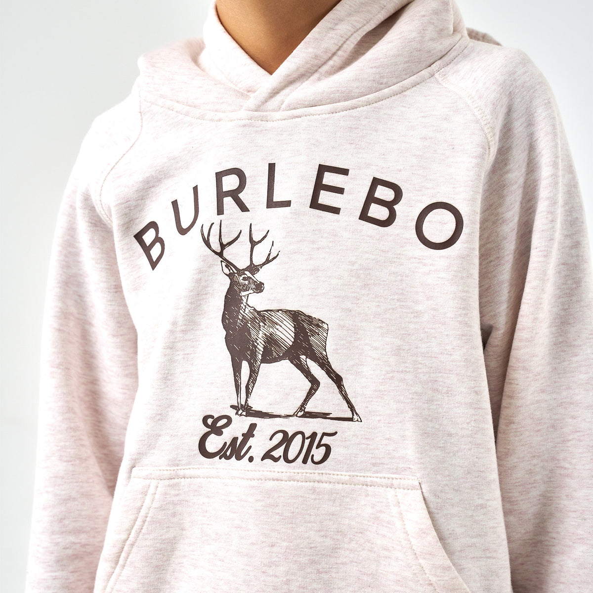 Youth - Fleece Hoodie - Whitetail Deer - Heather Oatmeal