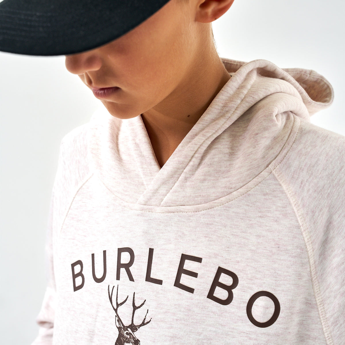 Youth - Fleece Hoodie - Whitetail Deer - Heather Oatmeal