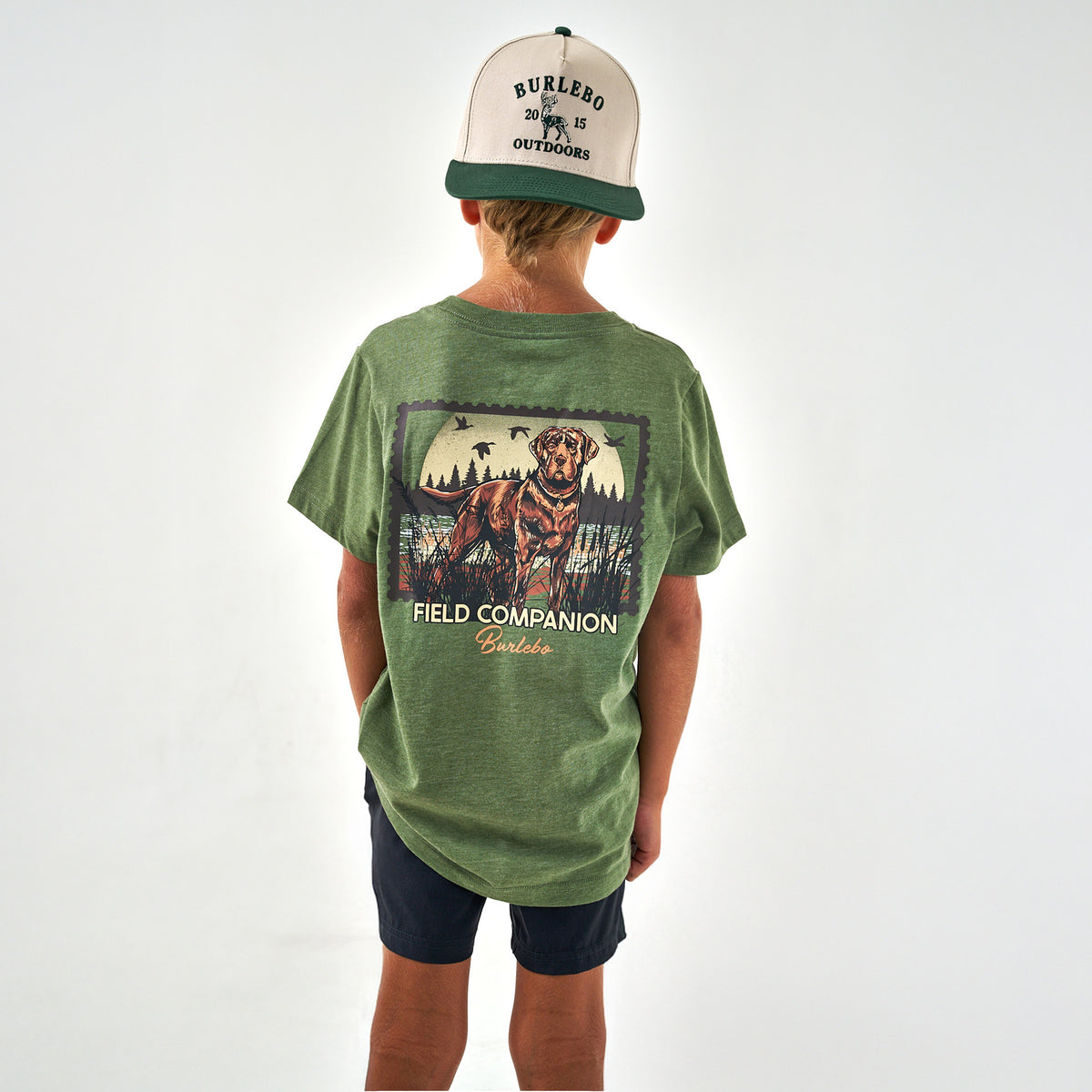 Youth Duck Dog Stamp SS Tee - Heather Olive