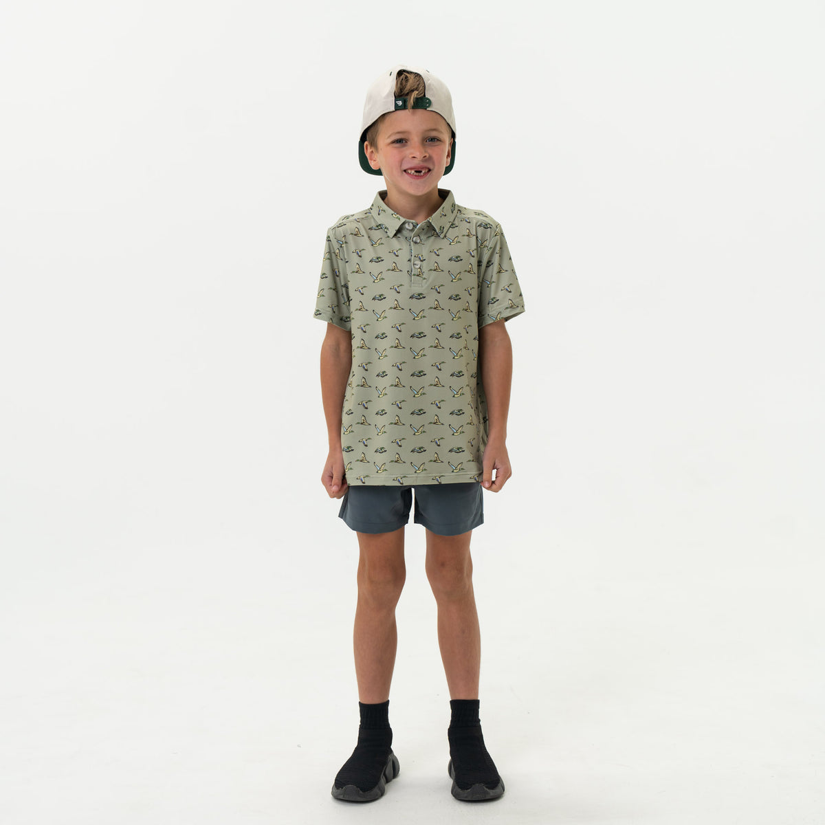 Youth Performance Polo - Flying Ducks Green