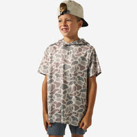 Thumbnail for Youth Short Sleeve Performance Hoodie - Classic Deer Camo