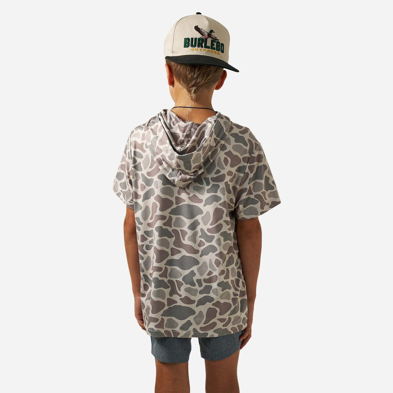 Youth Short Sleeve Performance Hoodie - Classic Deer Camo