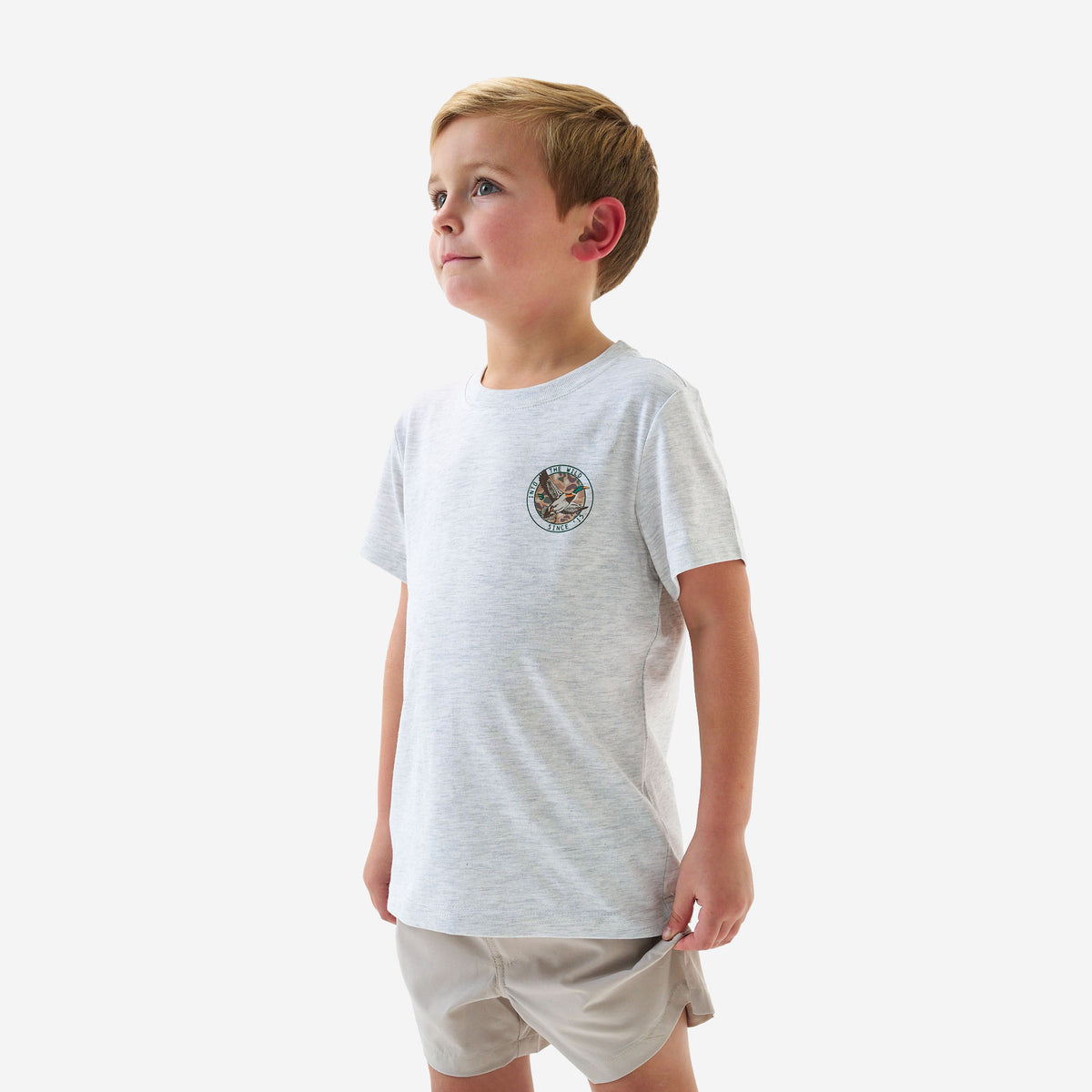 Youth Camo Mallard Duck SS Tee - Heather Ash Grey