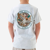 Thumbnail for Youth Camo Mallard Duck SS Tee - Heather Ash Grey