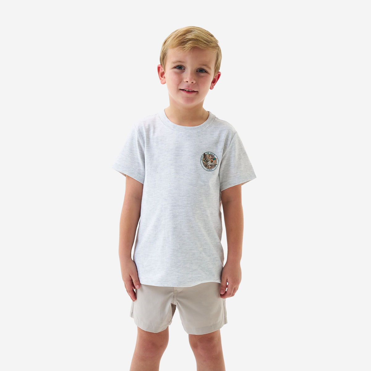Youth Camo Mallard Duck SS Tee - Heather Ash Grey