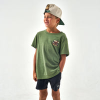 Thumbnail for Youth Duck Dog Stamp SS Tee - Heather Olive