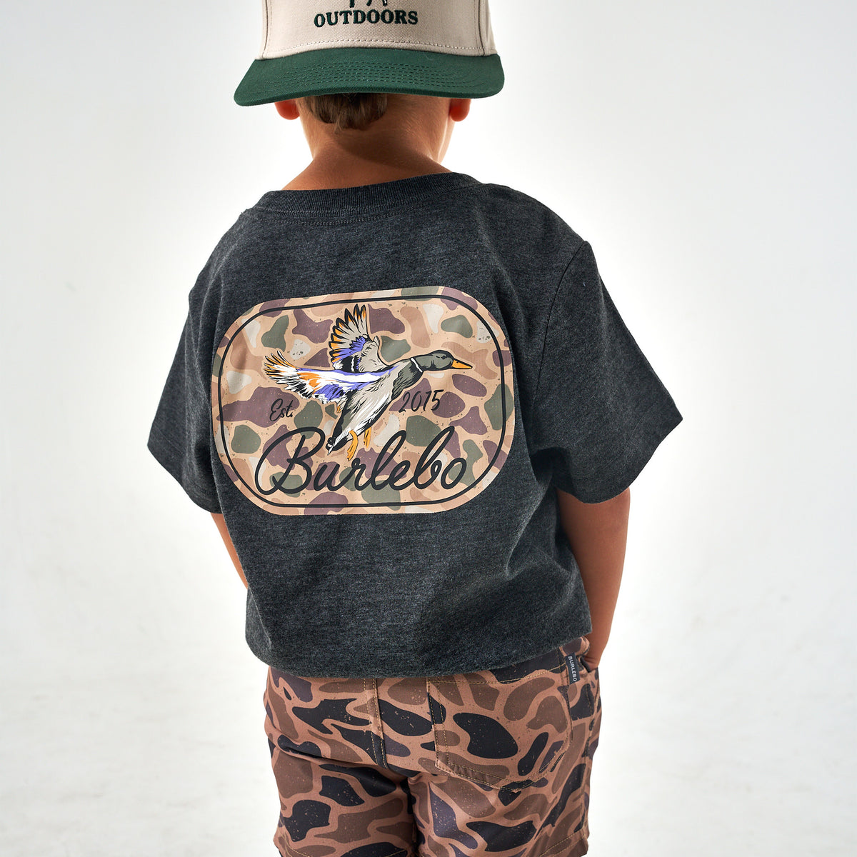 Youth Ducks Flying In SS Tee - Heather Black