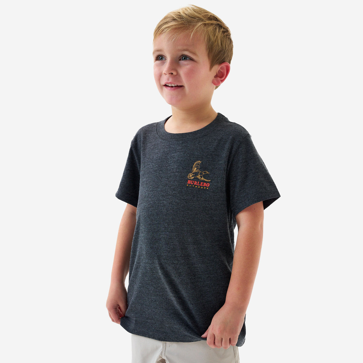 Youth Duck Wild SS Tee - Heather Black