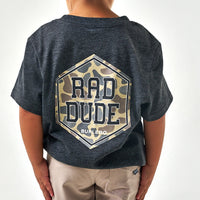 Thumbnail for Youth Rad Dude Deer Camo SS Tee - Heather Black