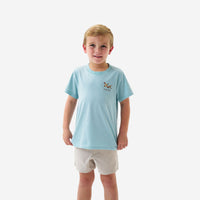 Thumbnail for Youth Flying Mallards SS Tee - Heather Sky Blue