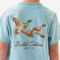 Thumbnail for Youth Flying Mallards SS Tee - Heather Sky Blue