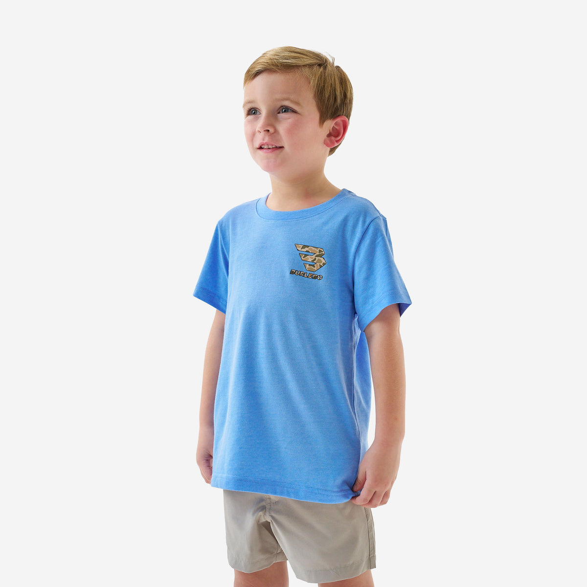 Youth Mallard Camo Dog SS Tee - Heather Periwinkle