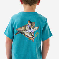 Thumbnail for Youth Pintail Triangle Duck SS Tee - Heather Cyan