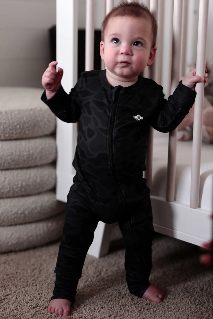 Black Camo Baby Zip-Up Onesie