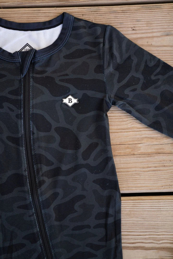 Black Camo Baby Zip-Up Onesie