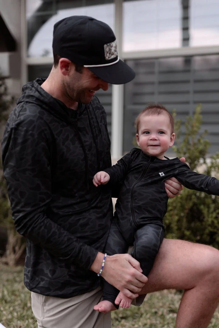 Black Camo Baby Zip-Up Onesie