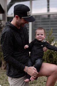 Thumbnail for Black Camo Baby Zip-Up Onesie