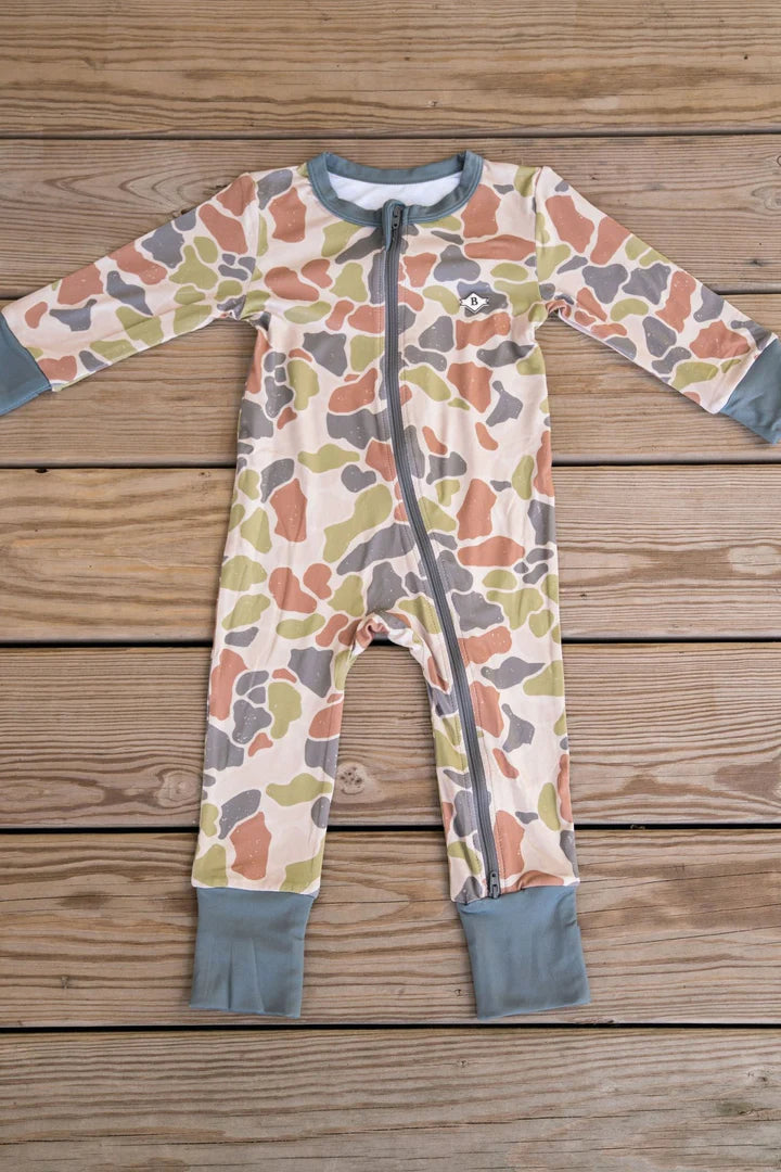 Driftwood Camo Baby Zip-Up Onesie