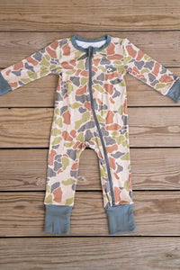 Thumbnail for Driftwood Camo Baby Zip-Up Onesie