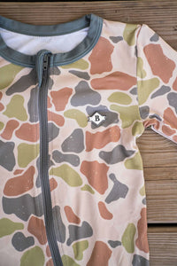 Thumbnail for Driftwood Camo Baby Zip-Up Onesie
