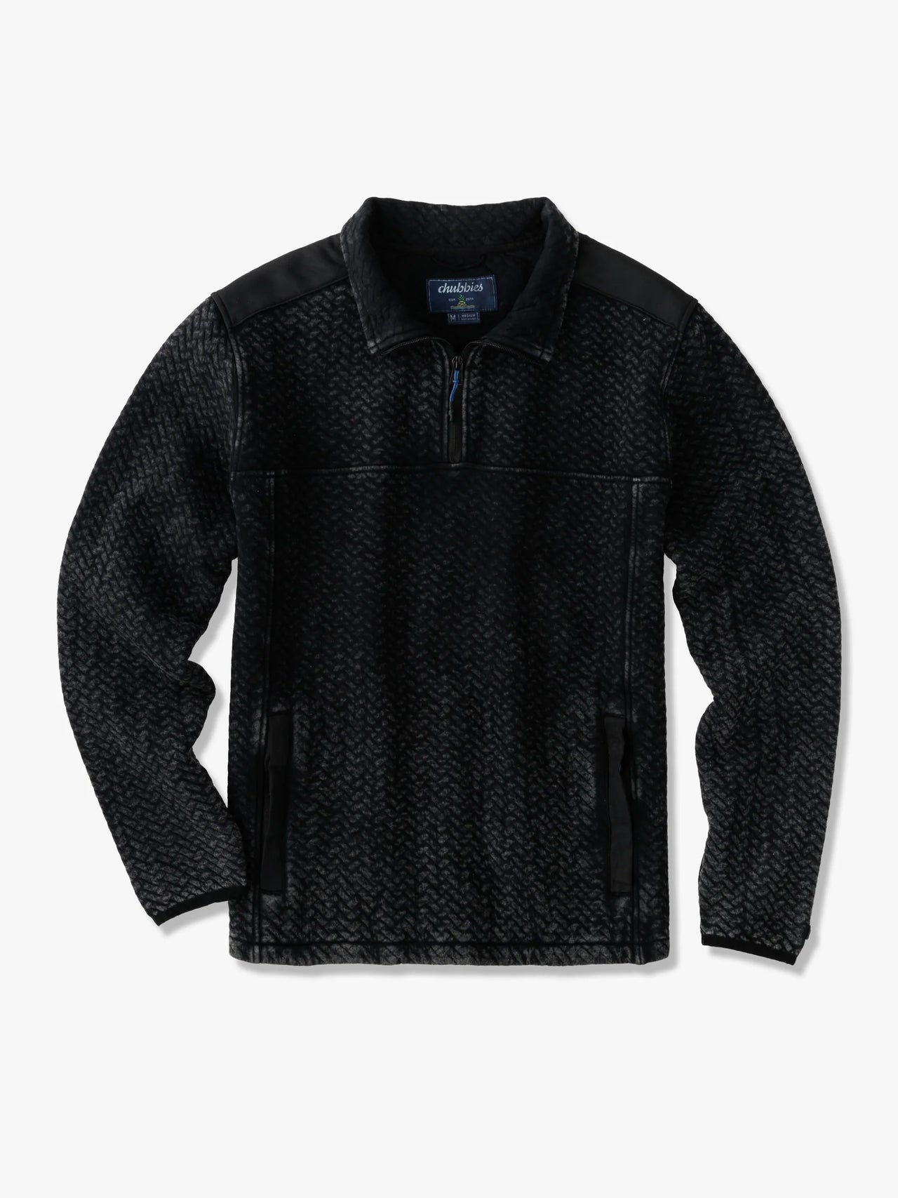 The Back to Basics Quilted Quarter Zip - Faded Black