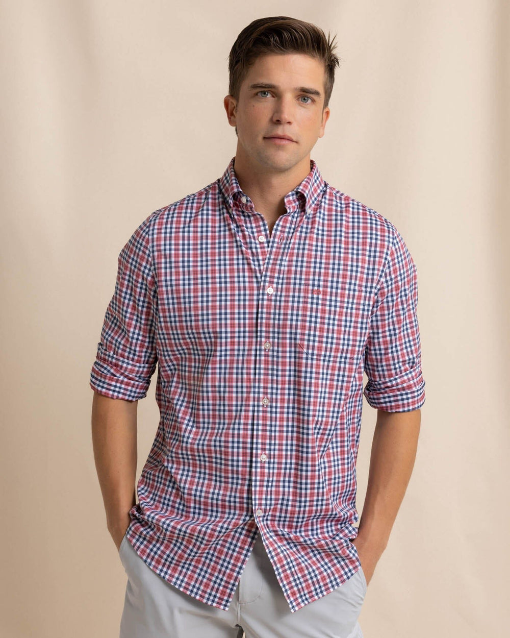 Intercoastal  Haywood Plaid Sport Shirt - Mineral Red