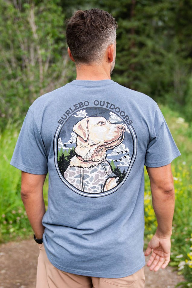 Camo Hunting Dog SS Tee - Heather Blue Jean