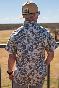 Thumbnail for Cotton Twill Button Up - Driftwood Camo